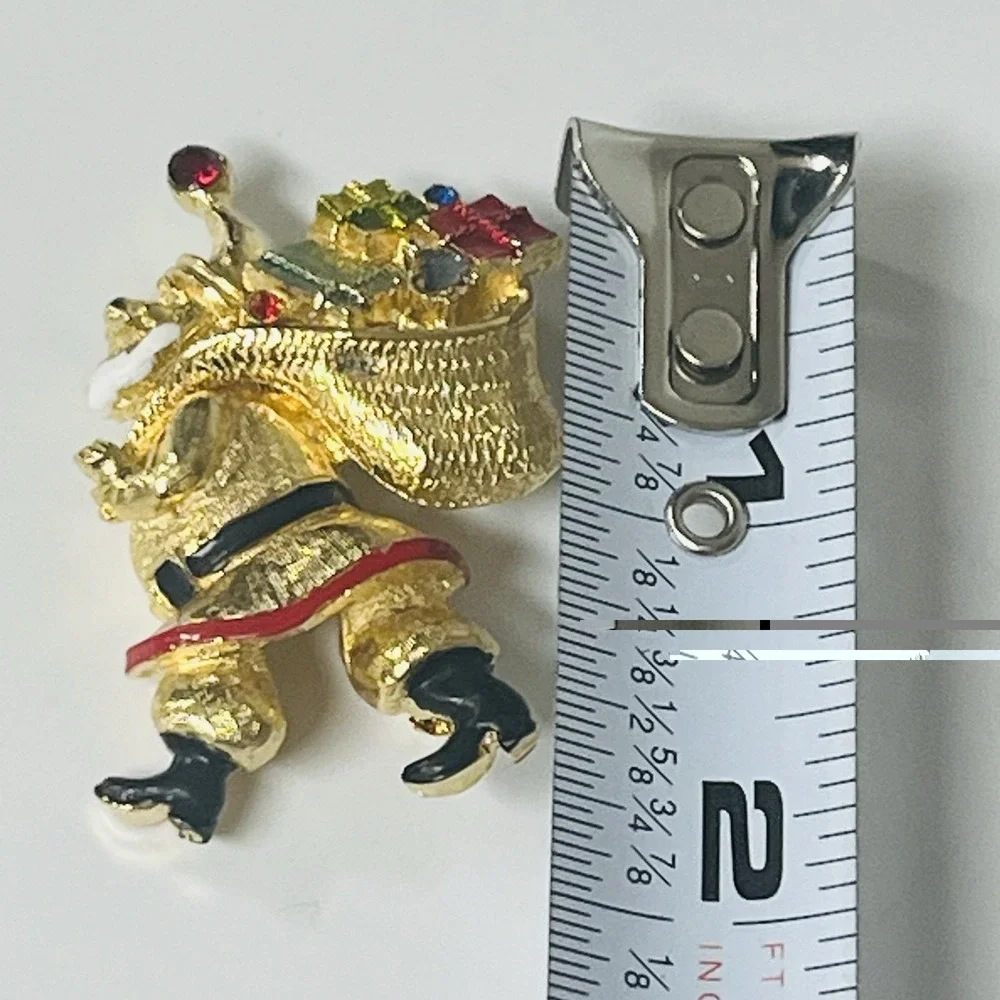 Vintage ART Signed Arthur Pepper Enameled Rhinestone‎ Santa Brooch Pin